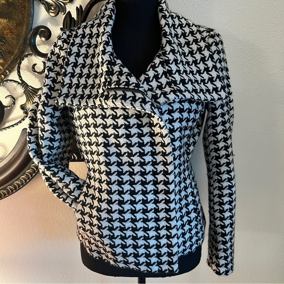 Talbots Women’s Black White Houndstooth Wool Blend Blazer Coat Jacket 6P - Picture 3 of 16